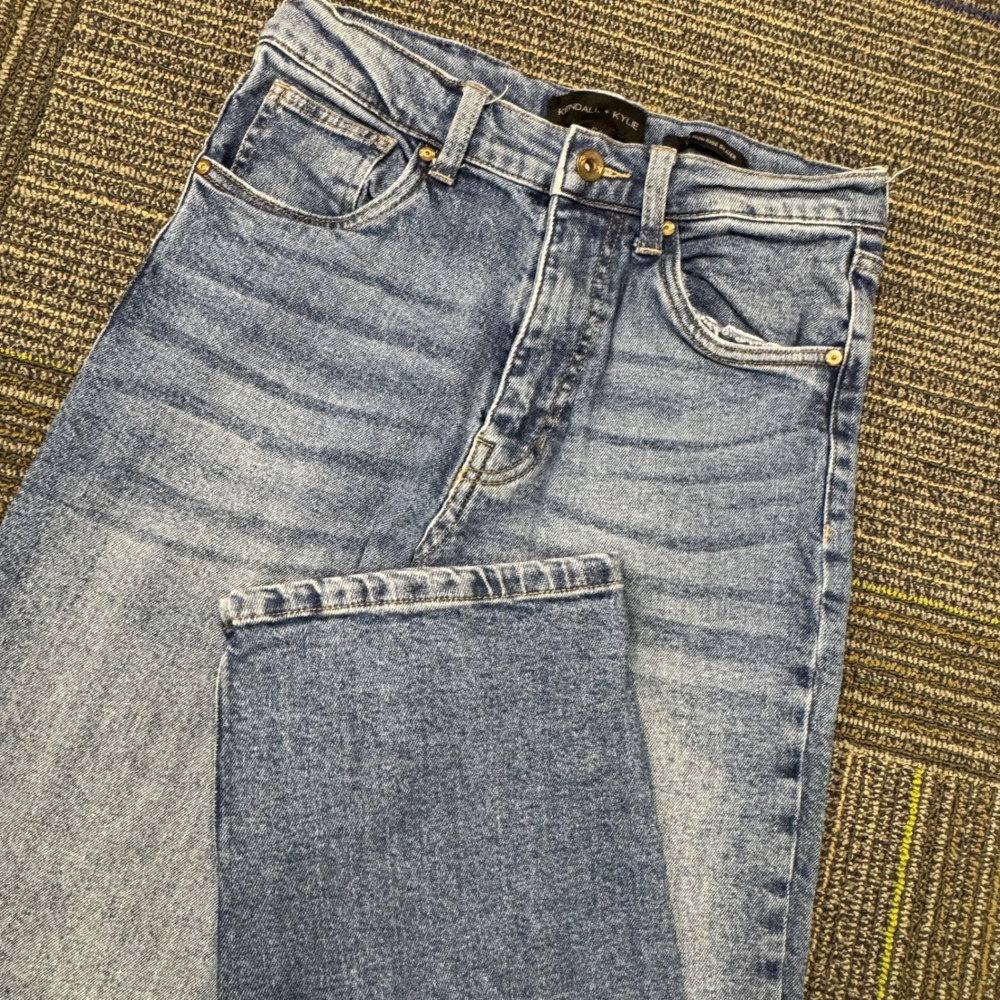 Kendall + Kylie High Rise Skater Jeans Womens 5/27 Blue Excellent Wide Leg Denim